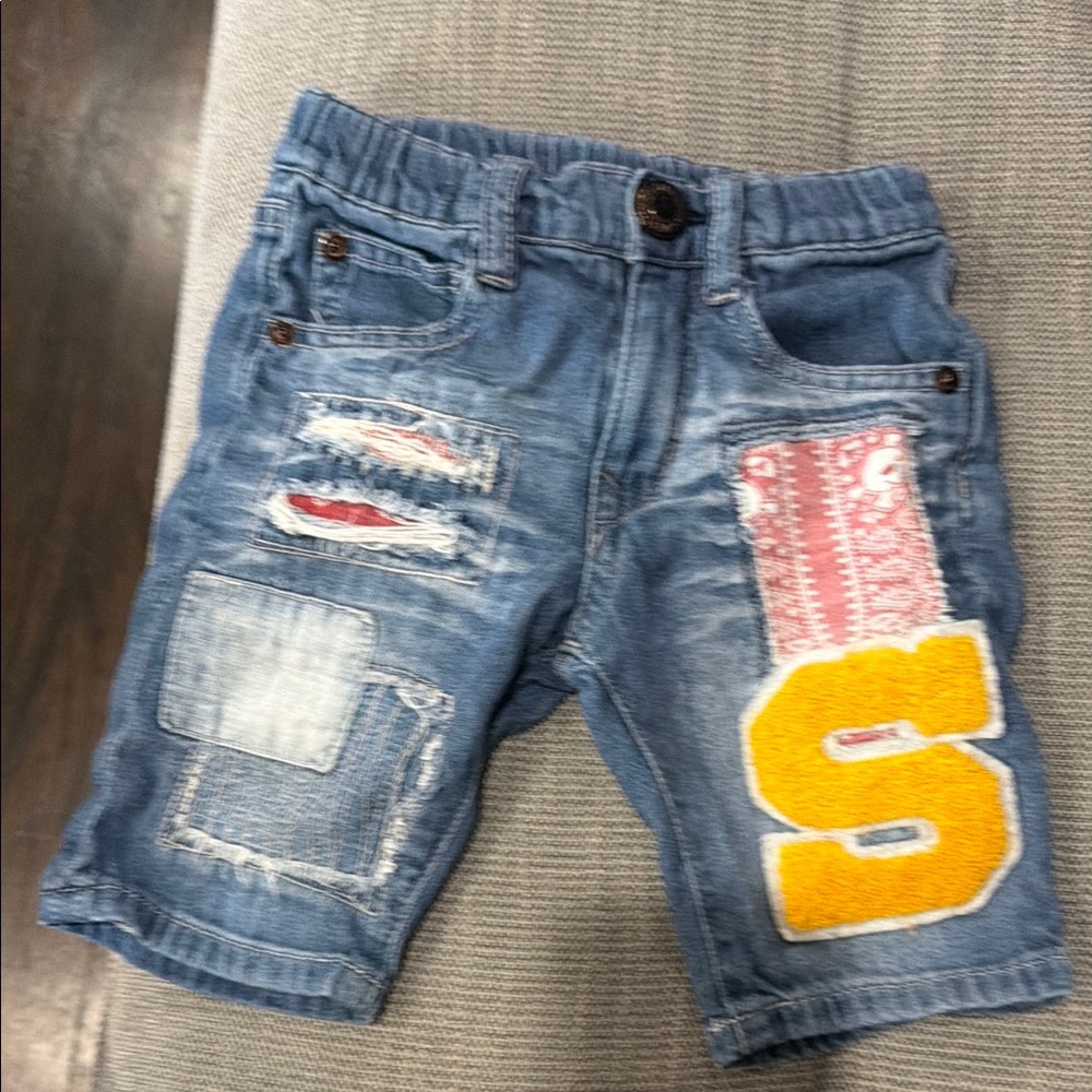 Kids Denim Shorts with Patches- size 4T